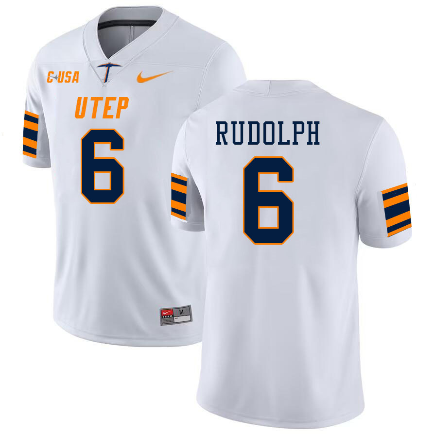 Men-Youth #6 Jalen Rudolph UTEP Miners 2023 College Football Jerseys Stitched Sale-White